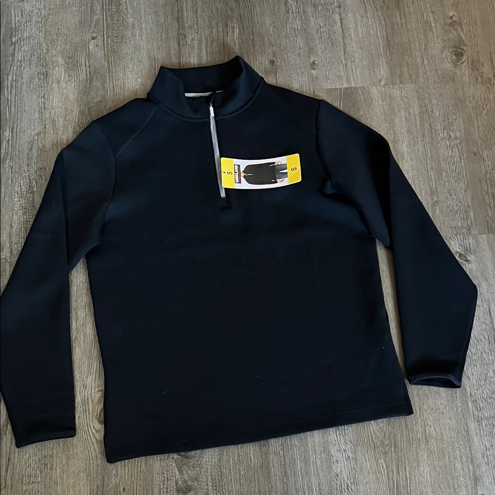 NWT Kirkland Signature Men's UPF 50+ Stretch 1/2 Zip Pullover, Black, Size S